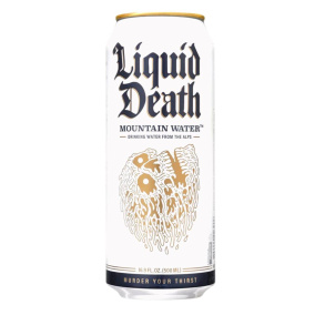 Front of Liquid Death Still Artesian Mountain Water