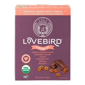 Front of Lovebird Grain-Free O’s Cereal Cocoa - Grain Free Cereal - Gluten Free Cereal - AIP Breakfast Cereal