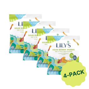 Lily’s Low Sugar Sour Gummy Worms Tart ‘N Tasty 4-Pack, 51g each