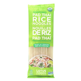 Front of Lotus Foods Organic Gluten-Free Pad Thai Rice Noodles Traditional
