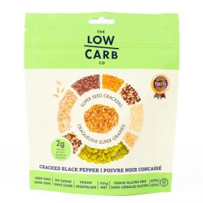 Front of The Low Carb Co Super Seed Crackers Cracked Black Pepper