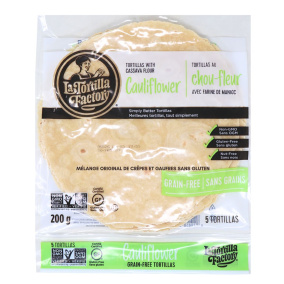 Front of La Tortilla Factory 8” Cauliflower Tortillas, 5 Tortillas