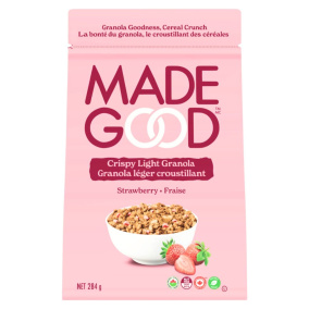 Front of Made Good Crispy Light Granola Gluten-Free Nut-Free Granola Strawberry Granola