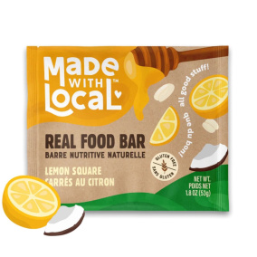 Front of Made With Local Real Food Bars Lemon Square