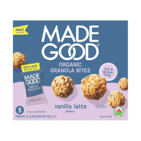 Front of Made Good Granola Bites - Gluten Free Granola Bites - Oat Bites - Granola Balls - Made Good Vanilla Latte Granola Bites