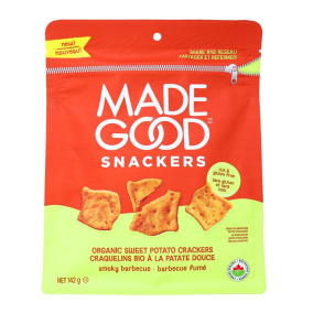 MadeGood Snackers Organic Sweet Potato Crackers Smoky Barbecue, 142 g