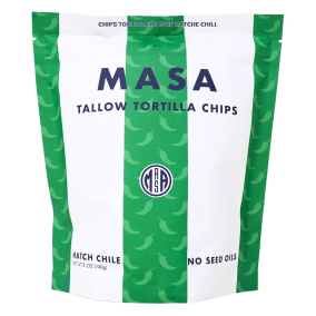 Front of Masa Tortilla Chips, Blue Corn, 5oz Bag - Gluten Free Tortilla Chips - Gluten Free Chips - Gluten Free Nachos Chips