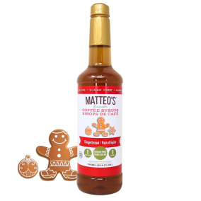 Matteo’s Sugar-Free Barista Coffee Syrups Thin Gingerbread, 750mL Front