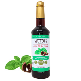 Matteo’s Sugar-Free Barista Coffee Syrups Thin Peppermint Mocha, 750mL Front