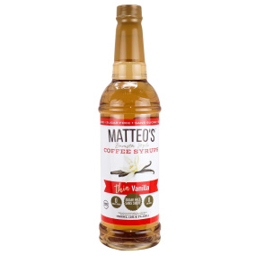Front of Matteo’s Sugar Free Barista Style Coffee Syrups Thin Vanilla, 750mL
