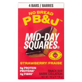 Mid-Day Squares Plant-Based Snack Bar No Bread PB&J Strawberry, 4 Pack