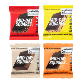 Front of Mid-Day Squares Functional Chocolate Variety Pack 4 Pack - Functional Chocolate - Healthy Chocolate Variety - Protein Chocolate Variety Pack