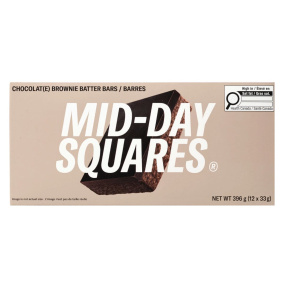 Front of Mid-Day Squares Plant-Based Chocolate Bar Brownie Batter - High Protein Snack - Gluten Free Chocolate Bar
