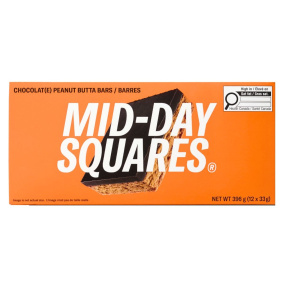 Front of Mid-Day Squares Plant-Based Chocolate Bar Peanut Butta - High Protein Snack - Gluten Free Chocolate Bar
