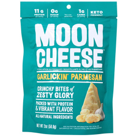Front of Moon Cheese Garlic Parmesan - Cheese Snack - Keto Snack - High Protein Snack