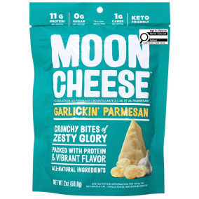 Front of Moon Cheese Garlic Parmesan - Cheese Snack - Keto Snack - High Protein Snack