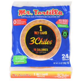Mr. Tortilla 4” 1 Net Carb Tortilla 3 Chiles, 24 Pack
