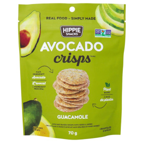 Front of Hippie Snacks Avocado Crisps Guacamole, 70g