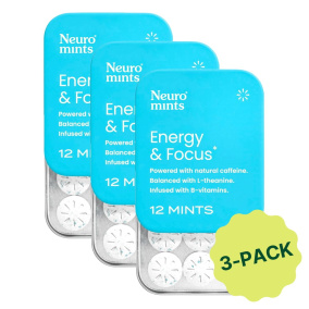 Neuro Energy & Focus Caffeinated Mints Peppermint 3-Pack, 12 Mints each