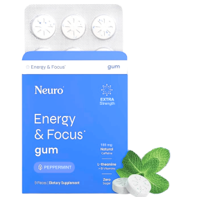 Neuro Energy & Focus Caffeinated Gum Extra Strength Peppermint Front