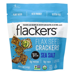 Flackers Gluten-Free Keto Flax Seed Crackers Sea Salt, 142g