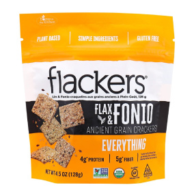 Flackers Flax & Fonio Ancient Grain Crackers Everything, 128g