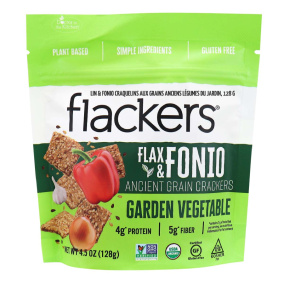 Flackers Flax & Fonio Ancient Grain Crackers Garden Vegetable, 128g