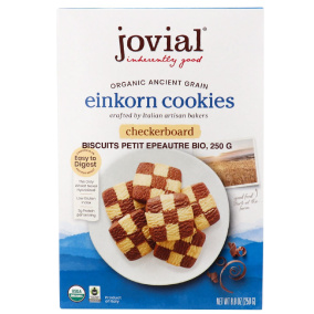 Front of Jovial Organic Checkerboard Einkorn Cookies, 250g