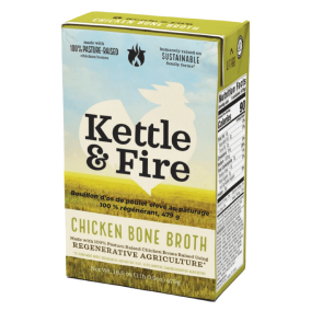Front of Kettle & Fire Regenerative 100% Pasture Raised Chicken Bone Broth, 479g