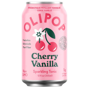 Front of OLIPOP Low Sugar Prebiotic Sparkling Tonic Cherry Vanilla