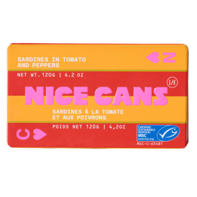 Nice Cans Wild-Caught Canned Sardines in Tomatoes and Peppers front