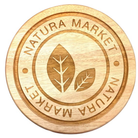 Front of Natura Market Handmade 10” Wood Cutting Board
