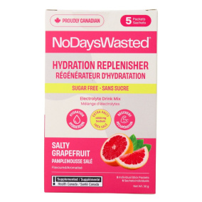 No Days Wasted Hydration Replenisher Electrolyte Drink Mix Salty Grapefruit, 5 sachets