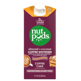 Front of Nutpods Special Edition Unsweetened & Dairy Free Almond + Coconut Creamer Coffee Cake, 330mL