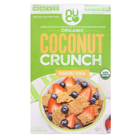Front of Nuco Organic Grain-Free Coconut Crunch Cereal - Paleo Cereal - Gluten Free Cereal - High Fiber Cereal