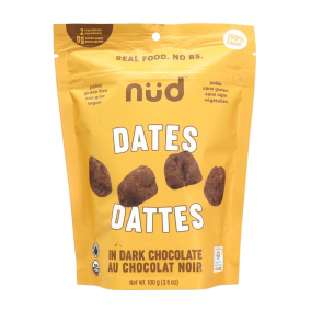 Front of NUD Organic Chocolate-Covered Dates