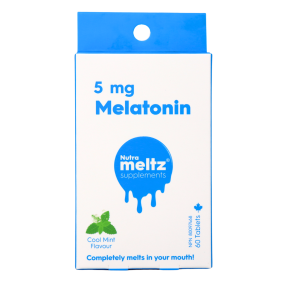 Nutrameltz Meltaway Supplement Tablets 5mg Melatonin Cool Mint Flavour Canada Front