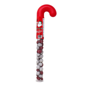 Front of No Whey Foods Allergen-Free Milkless HoHoHo NoNo's Candy Cane Tube - Vegan Chocolate - Gluten Free Chocolate - Nut Free Chocolate