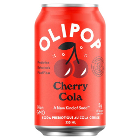 Front of OLIPOP Prebiotic Soda Sparkling Tonic Cherry Cola