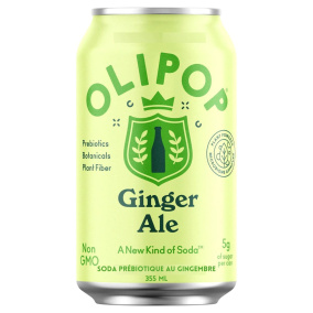Front of OLIPOP Prebiotic Soda Sparkling Tonic Ginger Ale