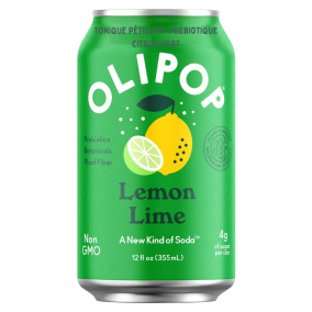 Front of OLIPOP Low Sugar Prebiotic Sparkling Tonic Lemon Lime