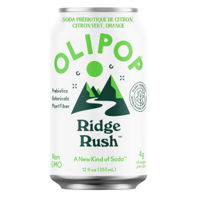 Front of OLIPOP Prebiotic Soda OLIPOP Ridge Rush Healthy Mountain Dew