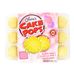 Front of Olivia's Cake Pops Lemon Cake Pops