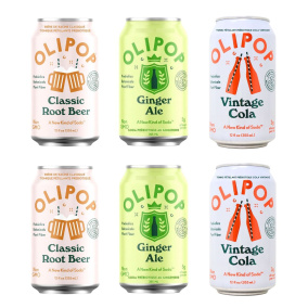 OLIPOP Low Sugar Prebiotic Sparkling Tonic Nostalgic Classics Variety Pack, 6 Pack