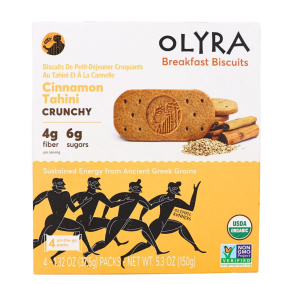 Front of Olyra Organic Ancient Grains Breakfast Biscuit Cinnamon Tahini, 4 3-Packs
