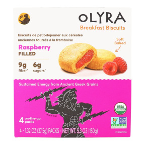 Front of OLYRA Ancient Grain Breakfast Biscuits Raspberry Filled