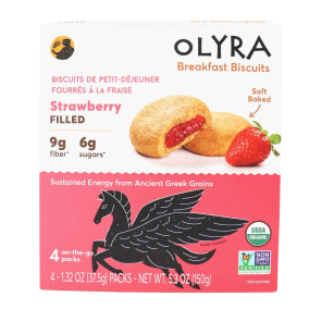 Front of Olyra Organic Breakfast Cookies Strawberry Filled Cookies Strawberry Jam Cookies