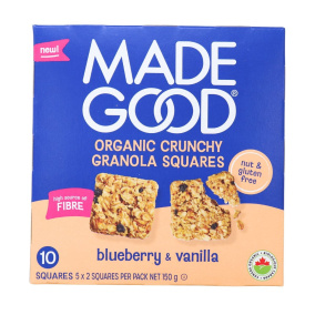 MadeGood Organic Crunchy Granola Squares Blueberry & Vanilla, 5 Packs Front