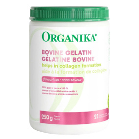 Organika 100% Pure Grass Fed Bovine Gelatin Powder Original, 250g - Grass Fed Gelatin Canada, Grass Fed Beef Gelatin