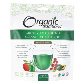 Front of Organic Traditions Green Vitality Blend, 120g